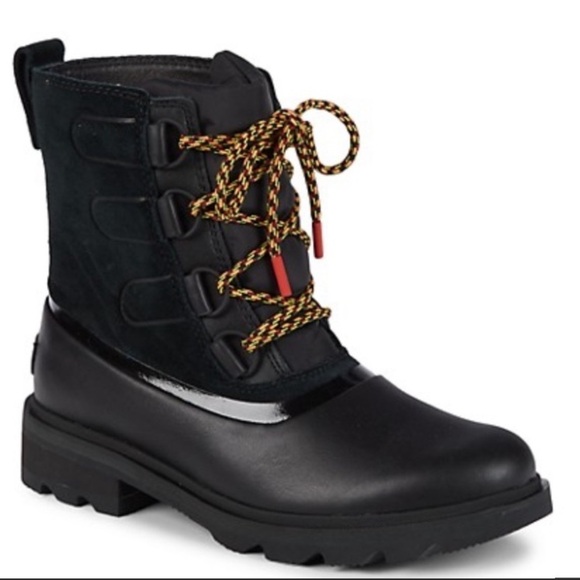 Sorel Shoes - Sorel black Lennox lace up leather and suede waterproof boots size 6